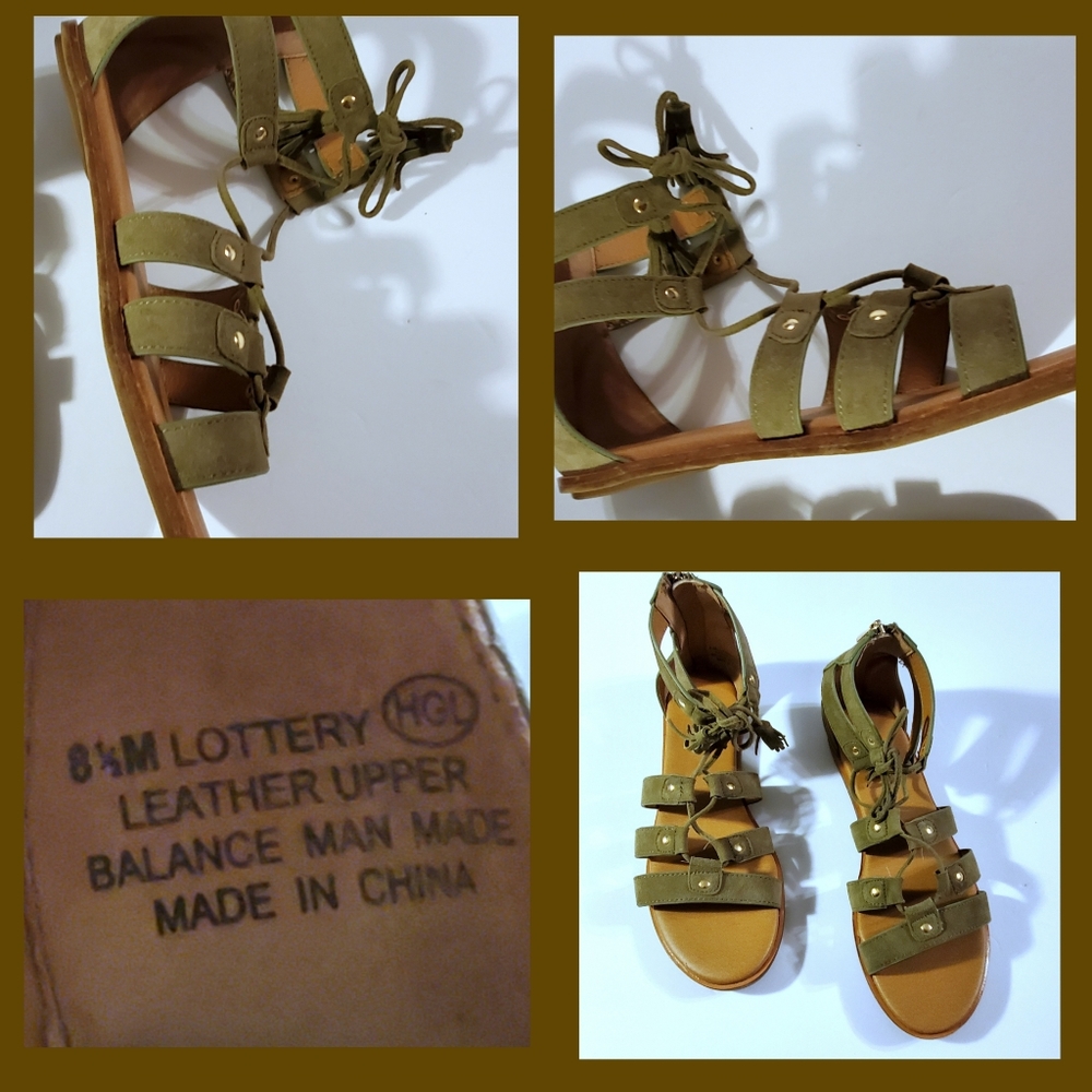 AEROSOLES Olive Green Gladiator Sandals size 8.5